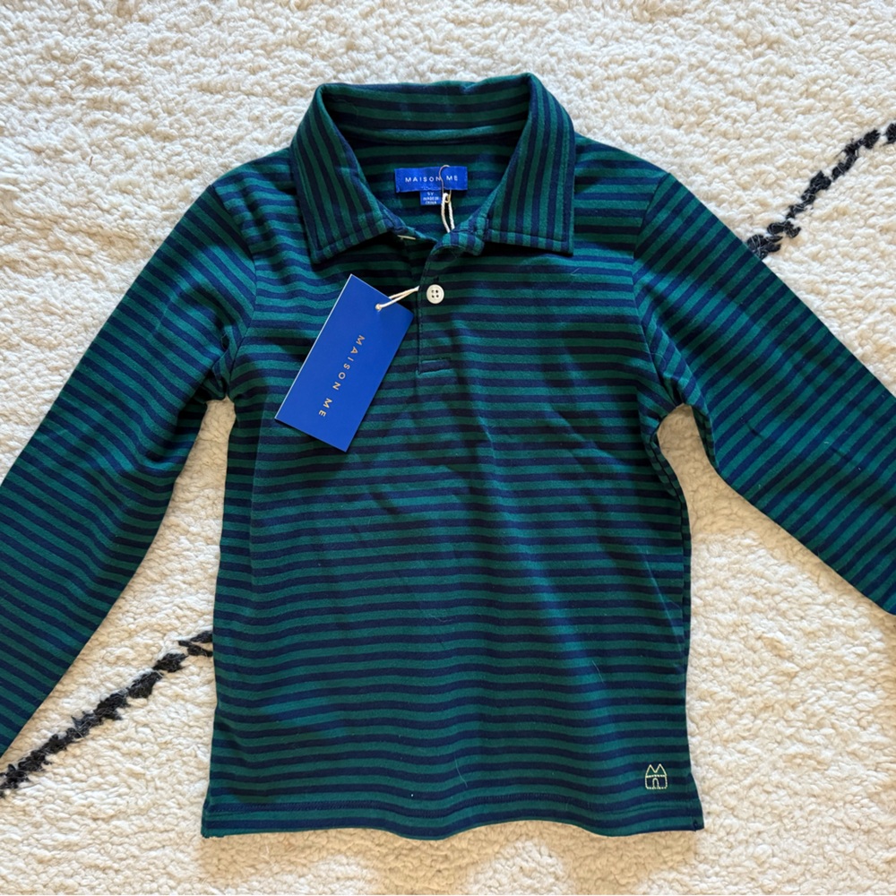 Maison Me long sleeve polo kids size 5T NWT